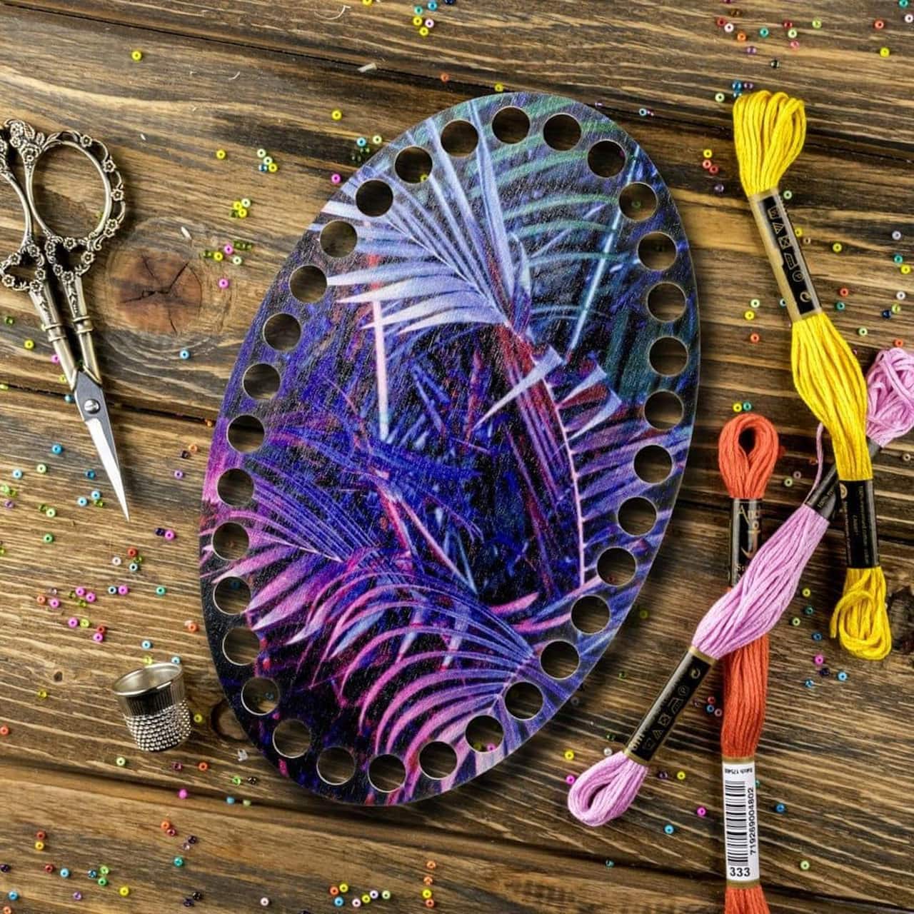 Wonderland Crafts Purple Leaves Thread Organizer